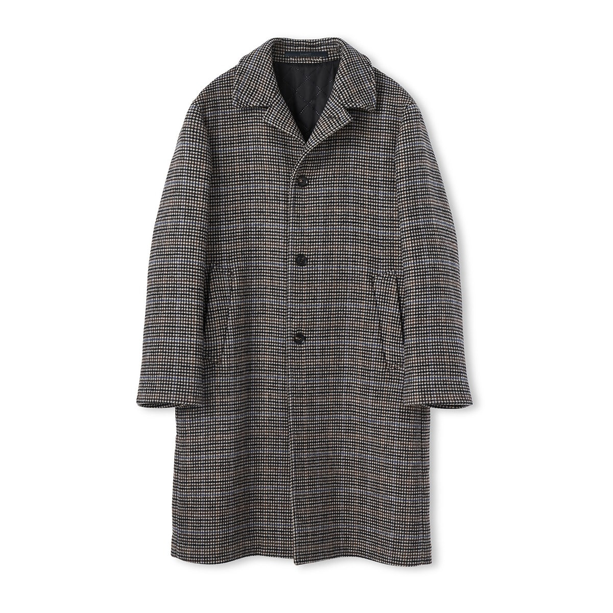 GREY HOUNDTOOTH WOOL-BLEND COAT